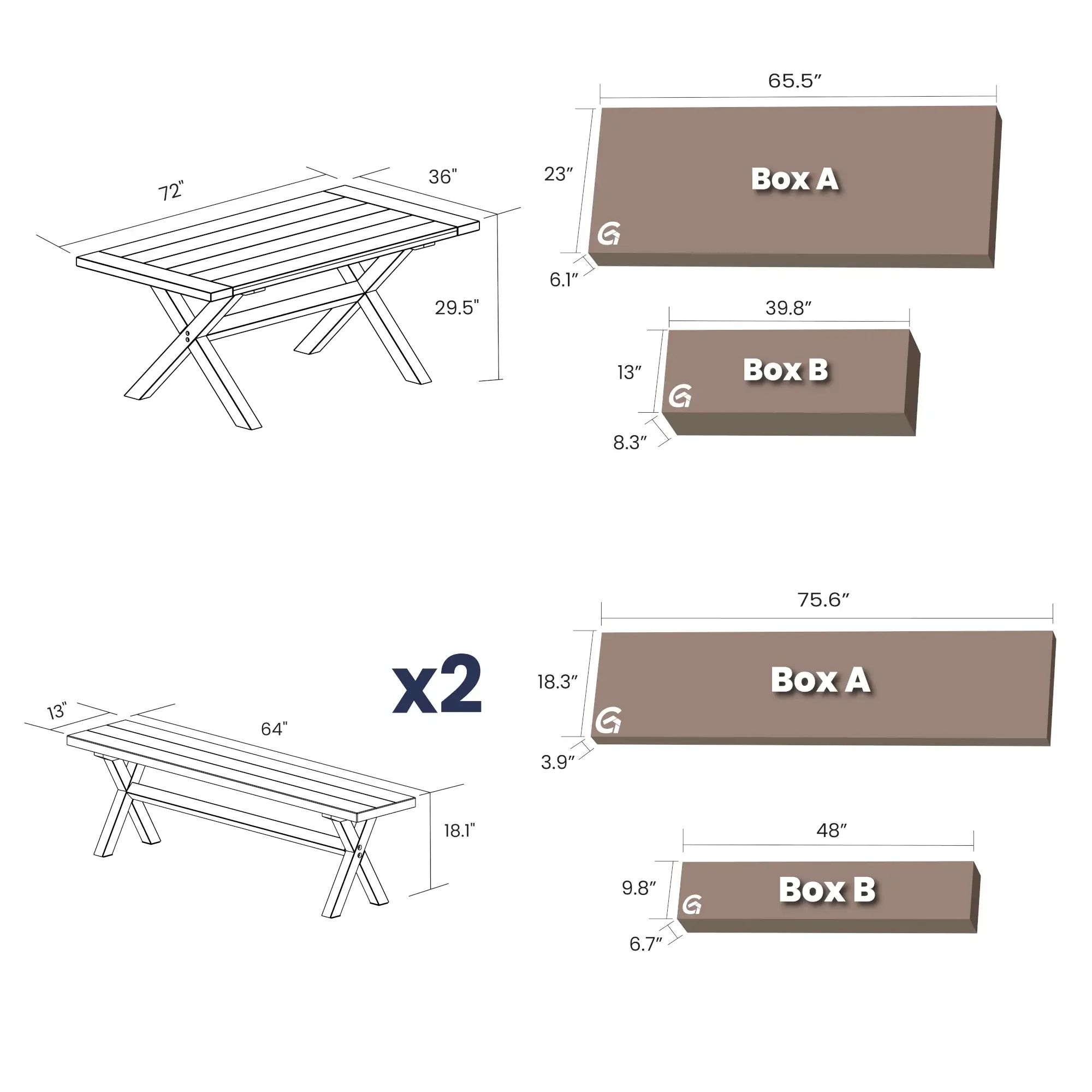 Cascais 72" Table & Bench Dining Set (3-piece) - Image 33